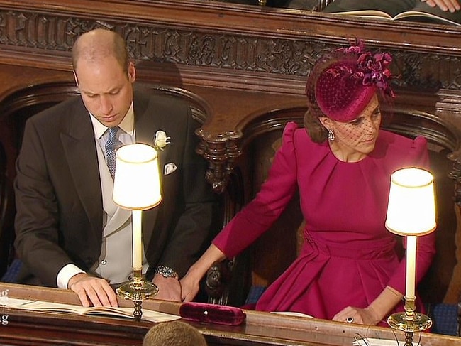 Kate putting her hand on William's leg. Picture: Supplied