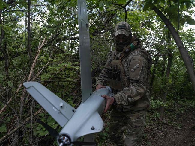A Ukrainian serviceman preparing a drone to launch in Donetsk region, amid the Russian invasion in Ukraine. Picture: the 93rd Kholodnyi Yar Separate Mechanized Brigade / AFP