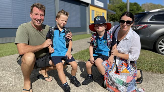 Parents Brett and Verity Harvey with their sons Max and Leo. Photo: Asa Andersen.