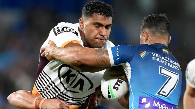 Tevita Pangai Jr was very quiet for the Broncos. Picture: Getty Images