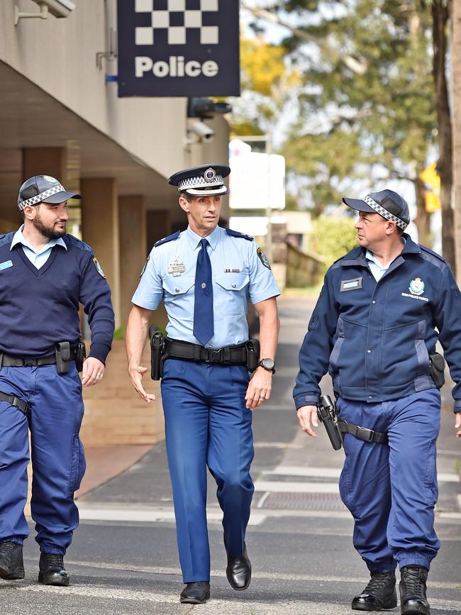 Lake Macquarie commander Supt Danny Sullivan (centre). Picture: Troy Snook