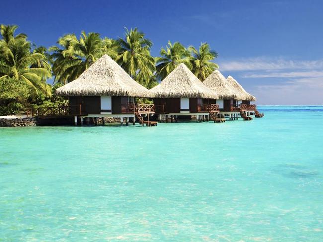 Over water bungalows at French Polynesia.