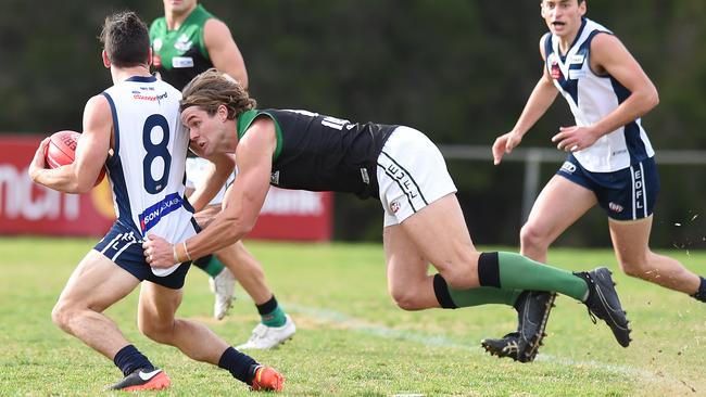 Josh Smith tries to wrap up Charlie Nastasi. Picture: Josie Hayden