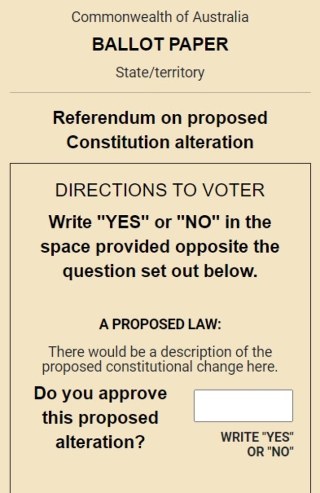 A sample ballot paper. Picture: AEC