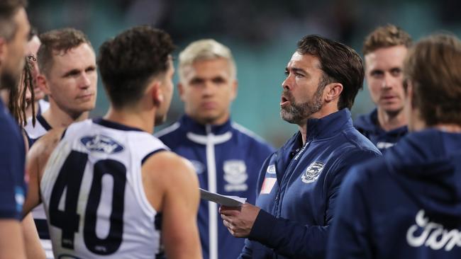 Geelong coach Chris Scott holds the best winning percentage of any coach to coach more than 80 games in VFL/AFL history. Picture: Getty Images