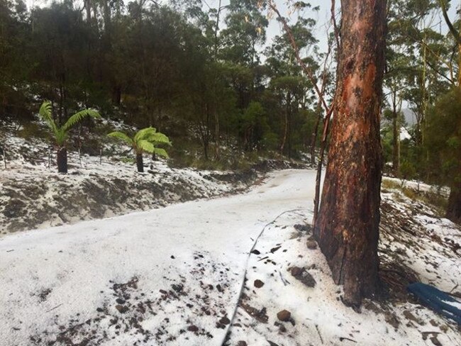 Hail at Orford. Picture: MELANIE ROTTIER