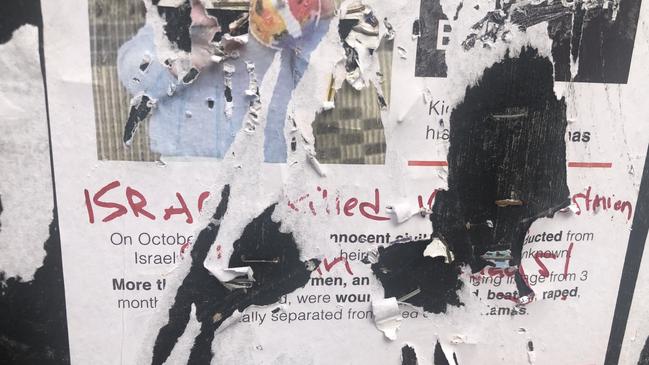 Posters of missing Israeli hostages have been vandalised at Sydney University.