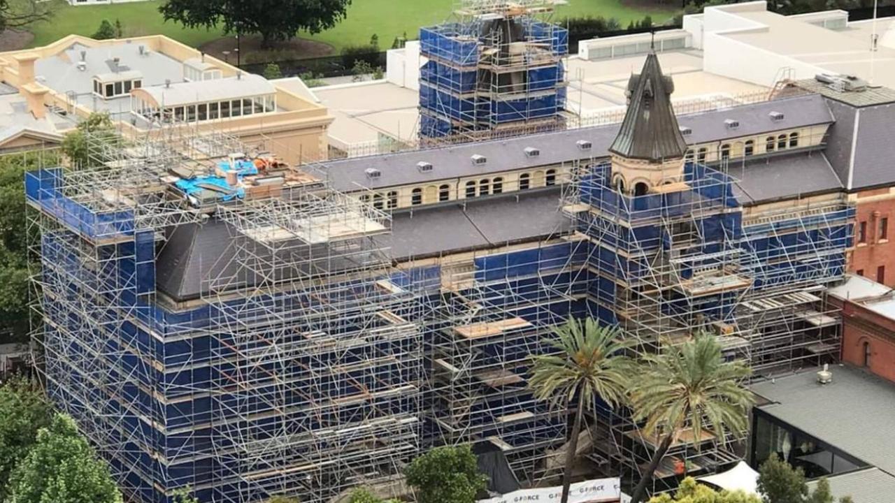 Scaffolding on the State Library. Picture: All State Construction Solutions website