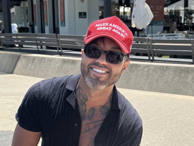 Angelo Notta was asked to remove his MAGA cap at St Kilda’s Captain Baxter. Picture: Supplied