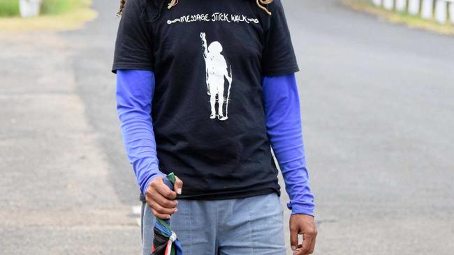 HALF WAY: Alwyn Doolan stops in at Murgon during his 7000km walk to Parliament House. Picture: Matt Collins