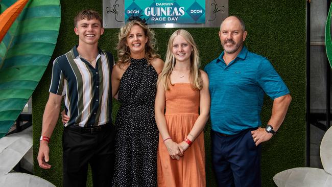 Jesse Dunster, Kate Dunster, Skye Dunster and Troy Dunster at the 2024 Darwin Guineas kicking off the Darwin Cup Carnival. Picture: Pema Tamang Pakhrin