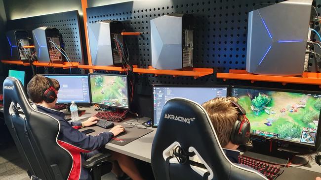 Students from The Springfield Anglican College competing in League of Legends at a round of the Queensland High School eSports League. Photo: Nathan Edwards