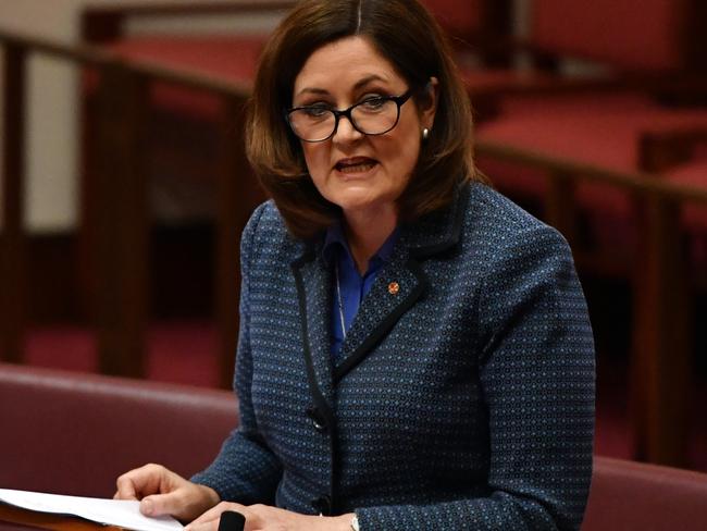 Liberal Senator Sarah Henderson makes her first speech in the Senate chamber at Parliament House in Canberra, Wednesday, October 16, 2019. (AAP Image/Mick Tsikas) NO ARCHIVING