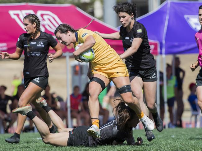 Action from the opening weekend of the Aon Rugby Sevens. Picture: CAVAN FLYNN