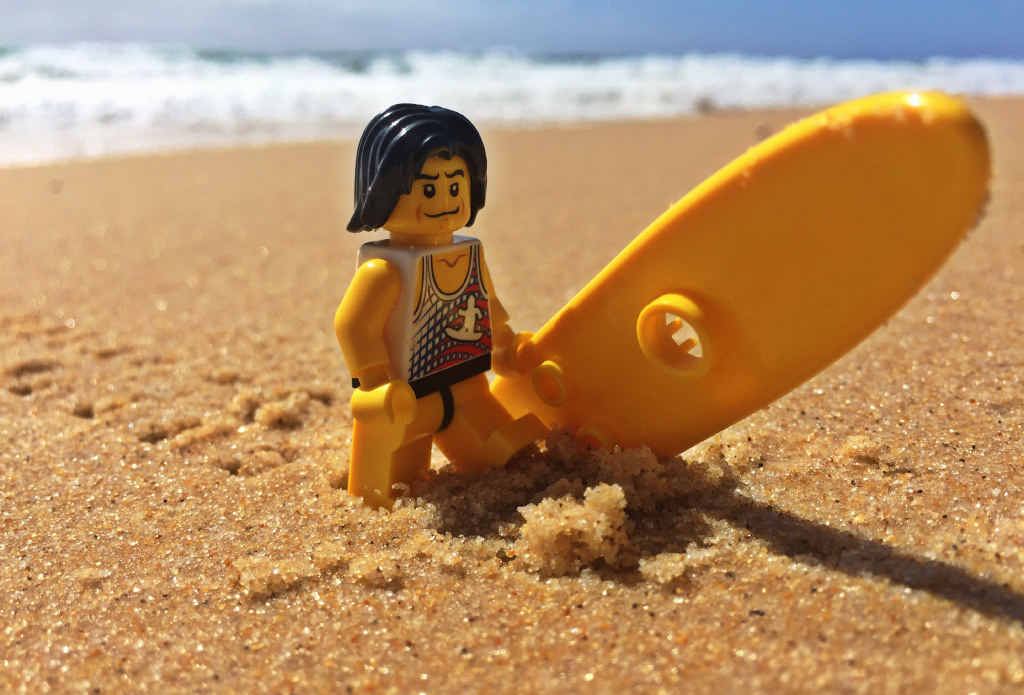 lego man on beach