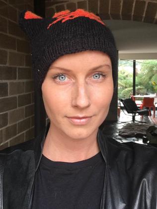 Getting on board Carrie Bickmore’s Beanies for Brain Cancer Day with a cat beanie.