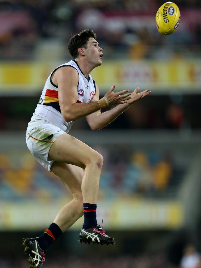 Mitch McGovern in his first game back for the Crows. Picture: AAP Image/Jono Searle