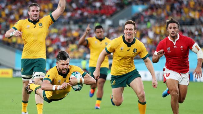 Adam Ashley-Cooper opened Australia’s account against Wales. Picture: Getty Images