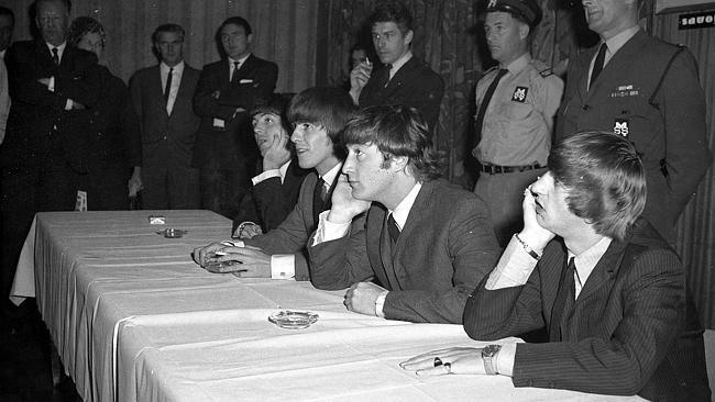 The Beatles at a press conference in Brisbane in 1964.