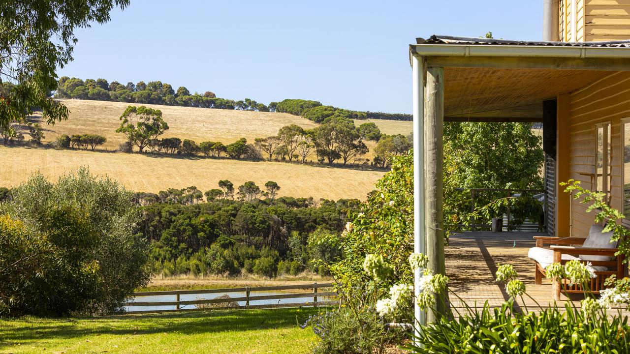 The four-bedroom farmhouse 2049 Mornington-Flinders Rd, Flinders has ocean and bay views.