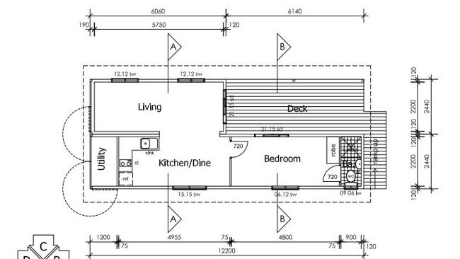 Plans for the proposed cabins in Nimbin. Credit: Container Build Group P/L