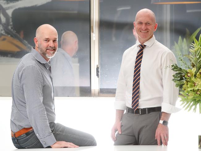 Patrick Hill, CEO of Realm and Brett Hunter, Managing Director of Raine & Horne Terrigal  pictured Tuesday 18th June 2019.(AAP Image/Sue Graham)