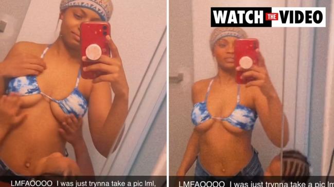 Toddler savages mum’s tiny underboob bikini