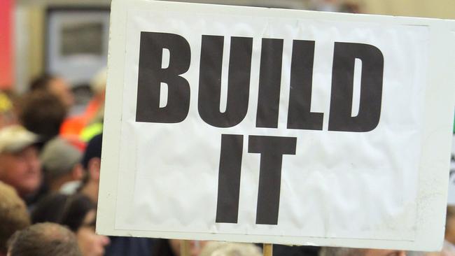 A sign at a pro-mining rally in Tullah in 2013.