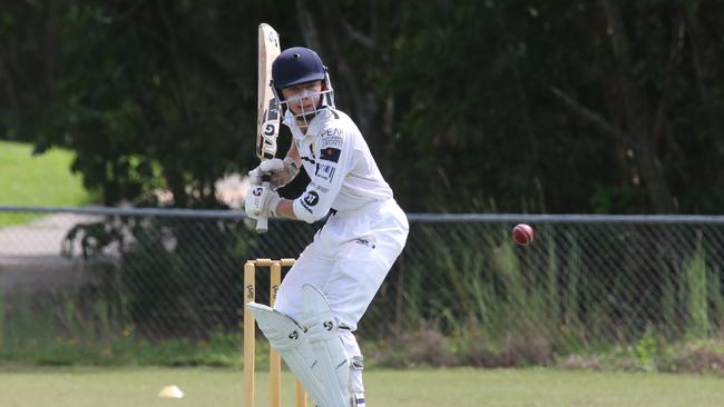 under 15s gold coast cricket grand final between Palm Beach and Southport, match played at Carrara. Southport Batsman: Morgan Carter Palm Beach Fielder: Pic Mike Batterham