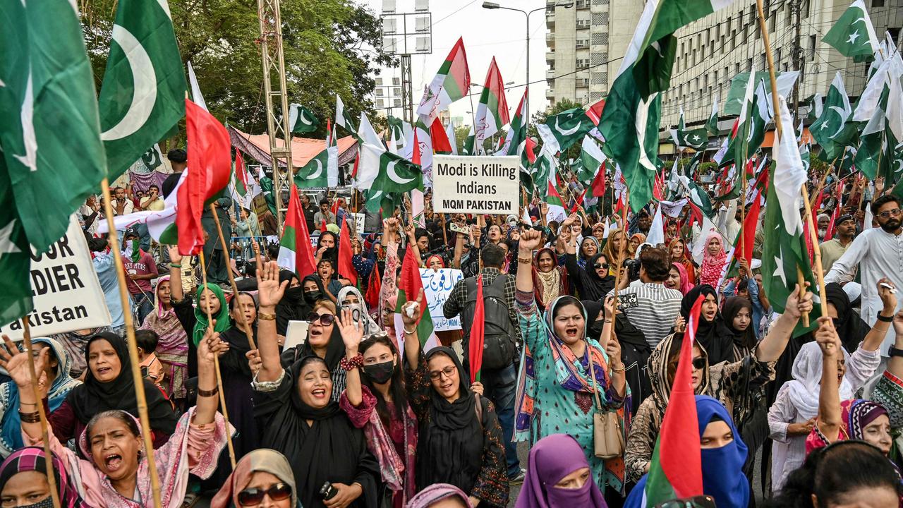 Supporters of the Muttahida Qaumi Movement Pakistan protest in Karachi. Picture: Asif Hassan/AFP