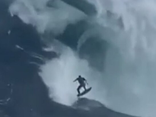 Big wave surfer Mikey Brennan was wiped out by an 8m wave at Shipstern Bluff in Tasmania. Picture: Sunrise/ 7News