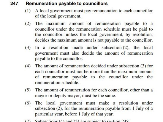 Local Government Regulation 2012 which sets out the rules for councils to accept pay rises. 