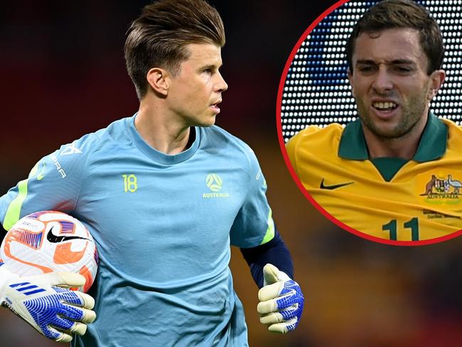 Tommy Oar (inset) is not happy with Mitch Langerak being omitted from the Socceroos.