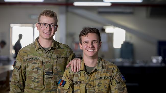 Twin brothers and Flight Lieutenants Zac and Aiden Pattison at Camp Baird, Headquarters Middle East. PHOTO: LSIS Nadav Harel