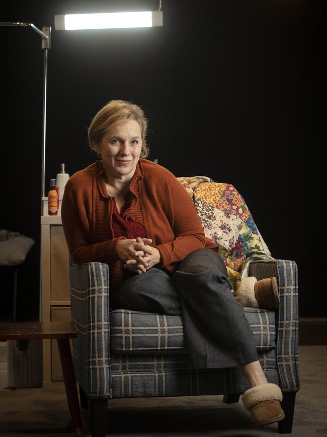 Actor Jane Longhurst gets into character for her new show Request Programme at Detached in Hobart. Picture: Chris Kidd