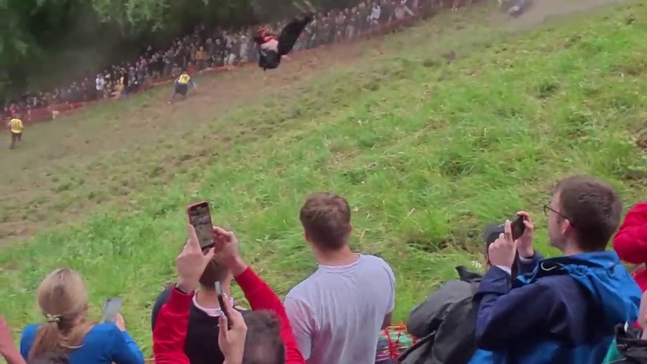 Audience members watched on in awe as he ended up airborne. Picture: Alex West/The Sun