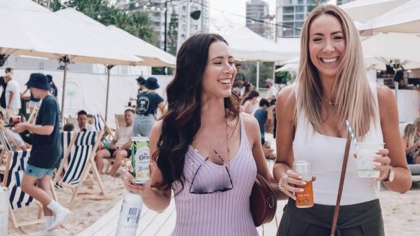 The beach bar trial at Kurrawa on the Gold Coast - visitors on the foreshore deck.