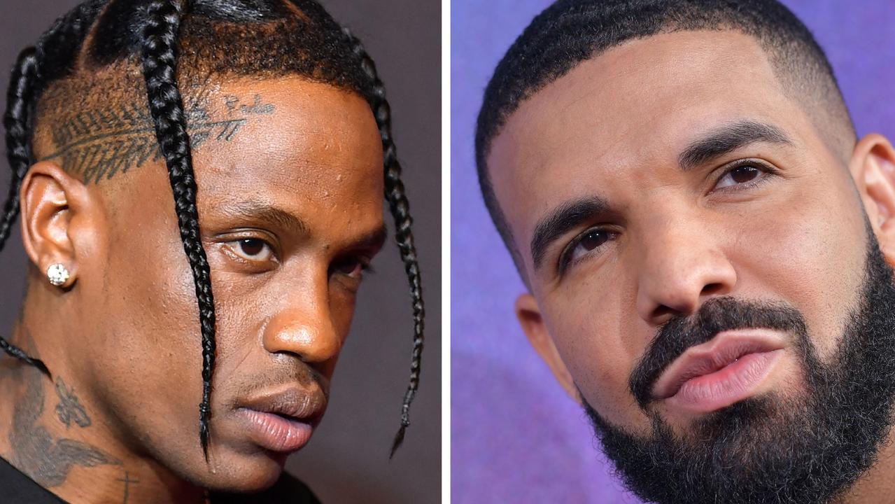 US rapper Travis Scott and Drake.