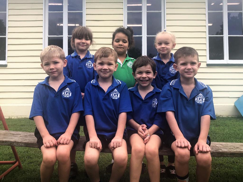 Gayndah State School prep students Emelyn Crossland, Harper Wells, Miley Sadler-Kreis, Zachary Rose, Hudson Willis, Cooper Ostwald and Brock Fischer.