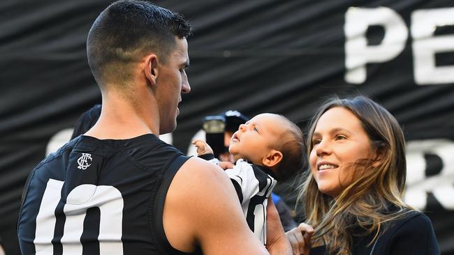 Pendlebury with son Jax and wife Alex. Pic: Getty Images