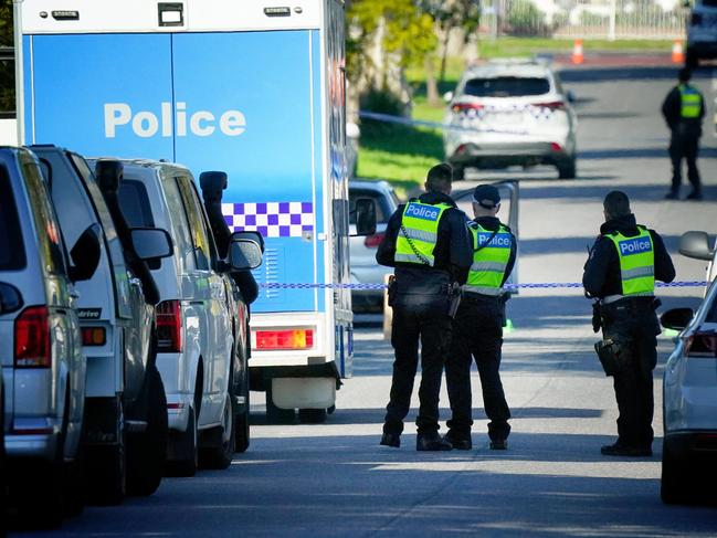 Homicide Squad detectives attended the Hampton Park scene on Saturday. Picture: Luis Enrique Ascui