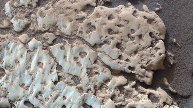 Curiosity snapped a photo of a rock nicknamed ‘Snow Lake’ in June, which is similar to the rock the rover smashed. Picture: NASA/JPL-Caltech/MSSS