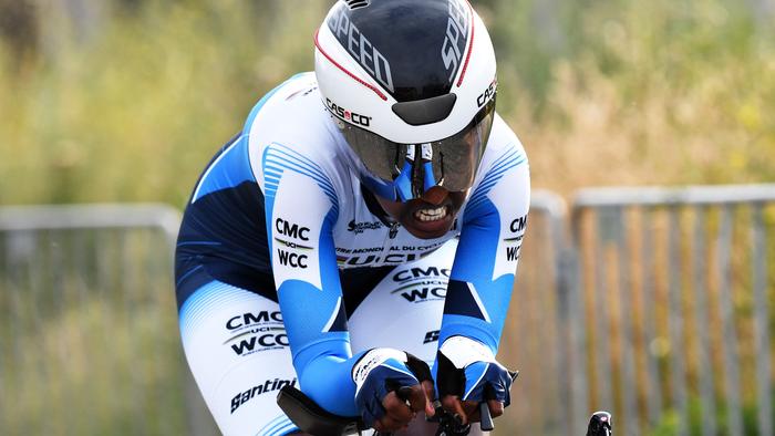UTRECHT, NETHERLANDS - JULY 08: Desiet Kidane Tekeste of Eritrea and WCC Team - Centre Mondial Du Cyclisme during the 7th Baloise Ladies Tour 2021, Prologue a 3,8km Individual Time Trial stage from Utrecht to Utrecht / ITT / @BaloiseLT / #BaloiseLadiesTour / on July 08, 2021 in Utrecht, Netherlands. (Photo by Mark Van Hecke/Getty Images)