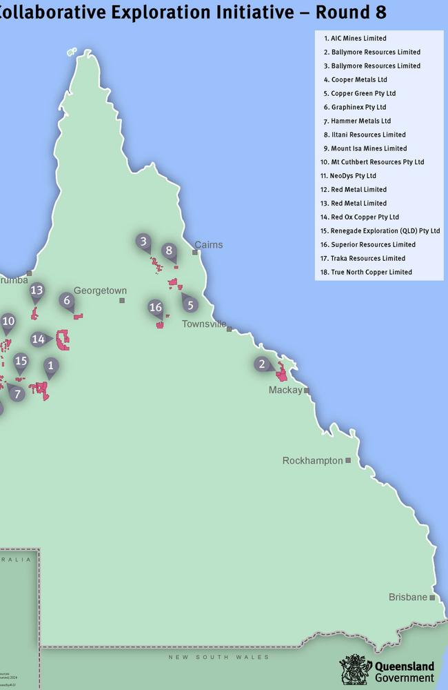 The companies to benefit from the latest Collaborative Exploration Initiative and where the projects are based.