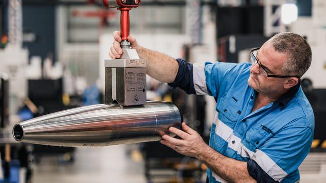 A 155mm projectile on NIOA’s Maryborough production line.