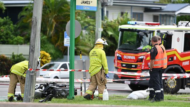 The scene at Sheridan and James streets on Thursday afternoon. Picture: Emily Barker