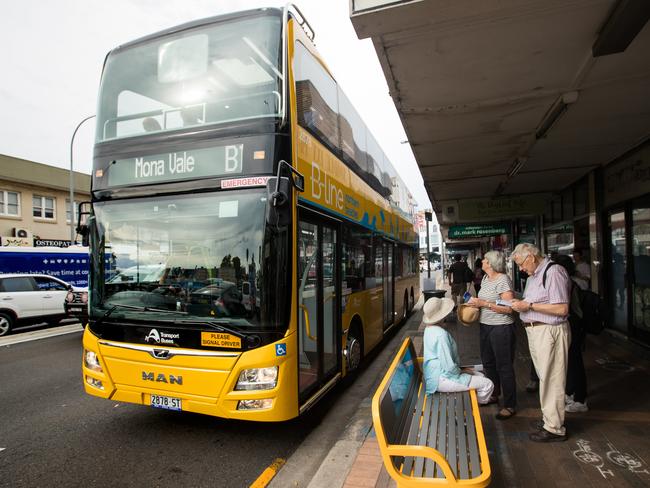 One of the new buses on its return trip to Mona Vale.