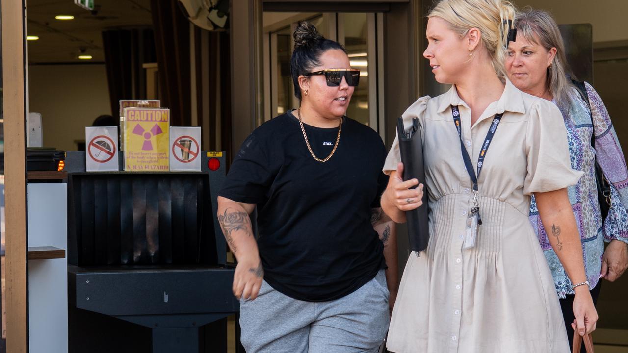 Paul Leach's daughter Kimberly Leach-Devery outside court after Kalidonis NT Pty Ltd was found guilty of two counts of failing to comply with a health and safety duty. Picture: Pema Tamang Pakhrin