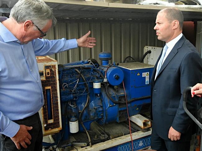 2/2/17 owner of Ferguson Australia family business, Andrew Ferguson with Environment and Energy, the Hon Josh Frydenberg MP with Senator the Hon Anne Ruston Senator for South Australia. Positions: Assistant Minister for Agriculture and Water Resources. Pictured with the 60kva diesel generator for the plant. Pic Roy Vandervegt