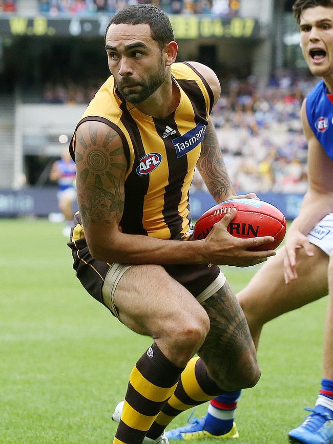 Shaun Burgoyne was linked with the Suns for much of this season but re-signed with Hawthorn. Picture: Michael Klein